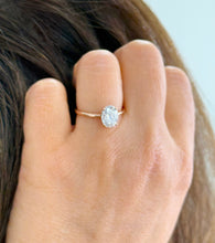 Load image into Gallery viewer, Four Prong Setting 2.00ct Solitaire Wedding Ring Oval Shape Simulated Diamonds Engagement Ring Set In 14K Solid Rose Gold Bridal Ring
