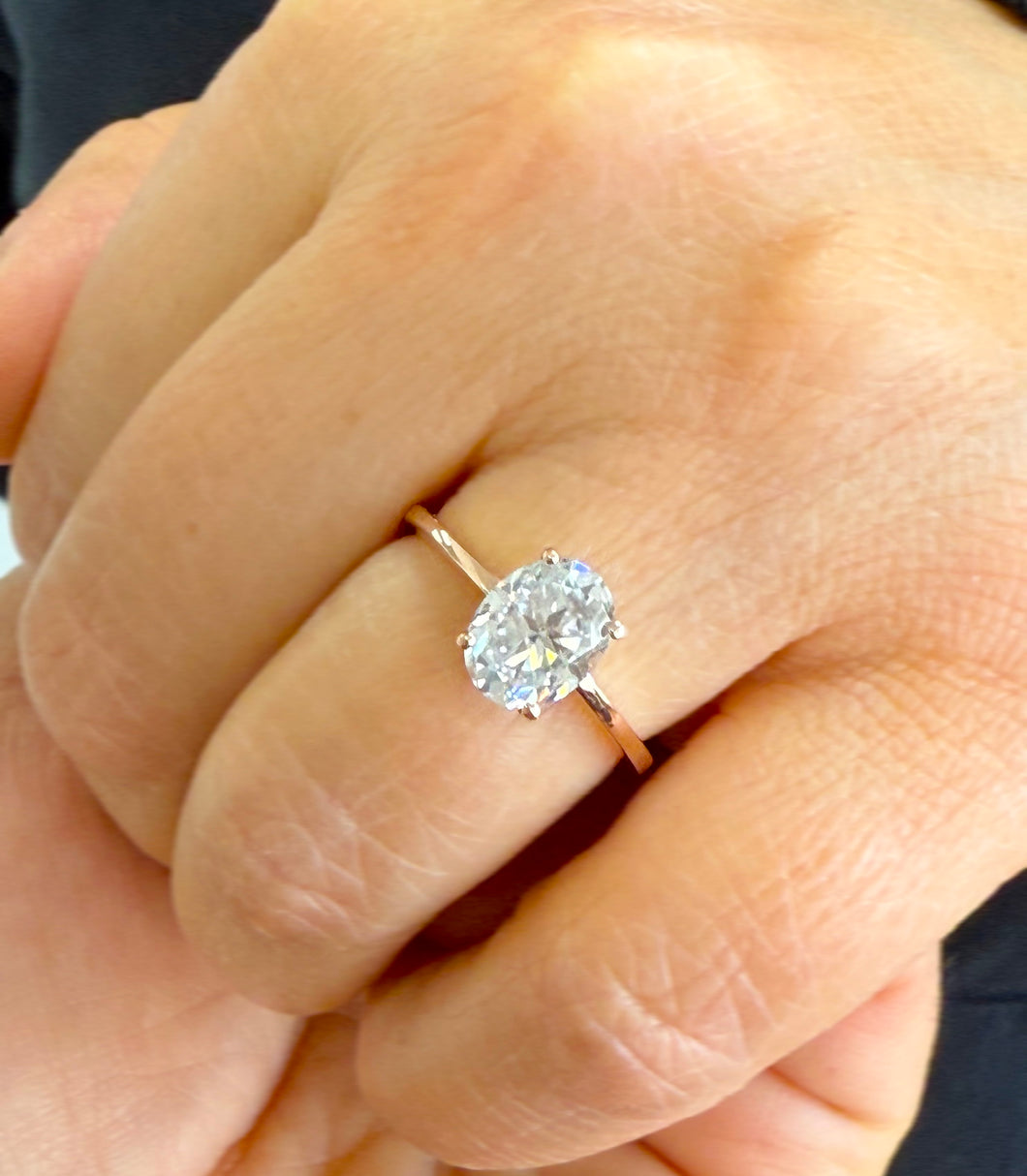 Oval Cut Diamond Engagement Ring Solitaire Ring IGI Certified 14k Solid Rose Gold Bridal Ring Wedding Ring Four Prong Set 2.00ct F-VS2