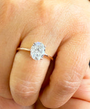 Load image into Gallery viewer, Four Prong Setting 2.00ct Solitaire Wedding Ring Oval Shape Simulated Diamonds Engagement Ring Set In 14K Solid Rose Gold Bridal Ring
