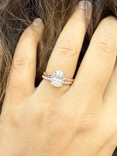 Load image into Gallery viewer, Elongated Cushion Cut Moissanite Engagement Ring And Matching Band Set In 14K Solid Rose Gold Four Prong Wedding Ring And Band 3.20ctw
