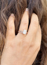 Load image into Gallery viewer, Elongated Cushion Cut Moissanite Engagement Ring And Matching Band Set In 14K Solid Rose Gold Four Prong Wedding Ring And Band 3.20ctw
