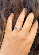 Load image into Gallery viewer, Elongated Cushion Cut Moissanite Engagement Ring And Matching Band Set In 14K Solid Rose Gold Four Prong Wedding Ring And Band 3.20ctw
