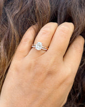 Load image into Gallery viewer, Elongated Cushion Cut Moissanite Engagement Ring And Matching Band Set In 14K Solid Rose Gold Four Prong Wedding Ring And Band 3.20ctw
