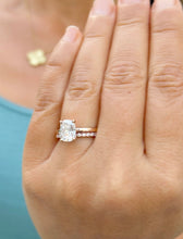 Load image into Gallery viewer, Elongated Cushion Cut Moissanite Engagement Ring And Matching Band Set In 14K Solid Rose Gold Four Prong Wedding Ring And Band 3.20ctw
