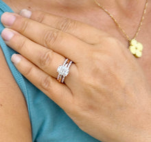 Load image into Gallery viewer, Elongated Cushion Cut Moissanite Engagement Ring And Two Matching Bands Set In 14K Solid Rose Gold Four Prong Wedding Ring And Band 3.40ctw
