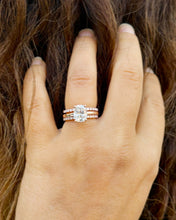 Load image into Gallery viewer, Elongated Cushion Cut Moissanite Engagement Ring And Two Matching Bands Set In 14K Solid Rose Gold Four Prong Wedding Ring And Band 3.40ctw
