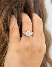 Load image into Gallery viewer, Elongated Cushion Cut Moissanite Engagement Ring And Two Matching Bands Set In 14K Solid Rose Gold Four Prong Wedding Ring And Band 3.40ctw
