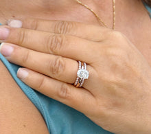 Load image into Gallery viewer, Elongated Cushion Cut Moissanite Engagement Ring And Two Matching Bands Set In 14K Solid Rose Gold Four Prong Wedding Ring And Band 3.40ctw
