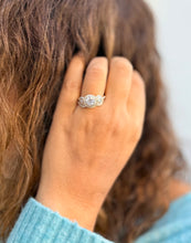 Load image into Gallery viewer, Round Cut Diamond Engagement Ring And Matching Band Three Stone Style IGI Certified 14k Solid Yellow Gold Halo Bridal Wedding set 2.45ctw
