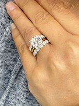 Load image into Gallery viewer, Cushion Cut and Round Cut Sides Simulated Diamonds Engagement Ring And Two Matching Bands 14K Solid Yellow Gold Wedding Ring Bridal 7.50ctw
