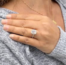 Load image into Gallery viewer, Rectangular Cushion Cut And Round Cut Sides Simulated Diamonds Engagement Ring Four Prong 14K Solid Yellow Gold Wedding Bridal Ring 4.20ctw
