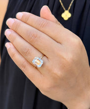 Load image into Gallery viewer, Emerald Cut Solitaire Simulated Diamonds Engagement Ring 14K Solid Yellow Gold Wedding Ring Prong Set Solitaire Bridal Ring For Her 5.00ctw
