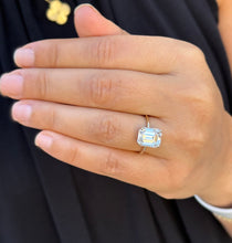 Load image into Gallery viewer, Emerald Cut Solitaire Simulated Diamonds Engagement Ring 14K Solid Yellow Gold Wedding Ring Prong Set Solitaire Bridal Ring For Her 5.00ctw
