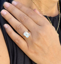 Load image into Gallery viewer, Emerald Cut Solitaire Simulated Diamonds Engagement Ring 14K Solid Yellow Gold Wedding Ring Prong Set Solitaire Bridal Ring For Her 5.00ctw
