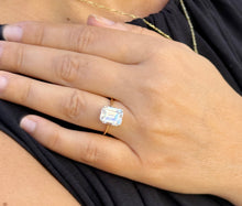 Load image into Gallery viewer, Emerald Cut Solitaire Simulated Diamonds Engagement Ring 14K Solid Yellow Gold Wedding Ring Prong Set Solitaire Bridal Ring For Her 5.00ctw
