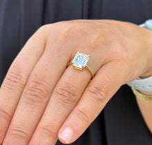 Load image into Gallery viewer, Emerald Cut Solitaire Simulated Diamonds Engagement Ring 14K Solid Yellow Gold Wedding Ring Prong Set Solitaire Bridal Ring For Her 5.00ctw
