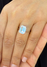 Load image into Gallery viewer, Emerald Cut Solitaire Simulated Diamonds Engagement Ring 14K Solid Yellow Gold Wedding Ring Prong Set Solitaire Bridal Ring For Her 5.00ctw
