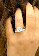 Load image into Gallery viewer, Cushion And Round Cut Moissanite Engagement Ring And Matching Band Set In 14K Solid Yellow Gold Four Prong Wedding Ring And Band Set 6.00ctw
