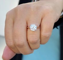 Load image into Gallery viewer, Solitaire Round Cut moissanite Engagement Ring Six Prongs Set Wedding Ring 14K Solid Rose Gold Bridal Ring Minimalist Ring For Her 3.00ct
