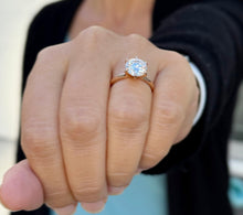 Load image into Gallery viewer, Solitaire Round Cut moissanite Engagement Ring Six Prongs Set Wedding Ring 14K Solid Rose Gold Bridal Ring Minimalist Ring For Her 3.00ct
