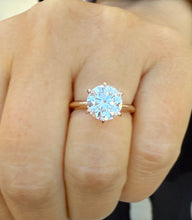 Load image into Gallery viewer, Solitaire Round Cut moissanite Engagement Ring Six Prongs Set Wedding Ring 14K Solid Rose Gold Bridal Ring Minimalist Ring For Her 3.00ct
