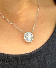Load image into Gallery viewer, Round Cut Moissanite Solitaire Necklace And Chain Dainty Minimalist Halo Style 14k Solid White Gold Pendant Bridal Wedding Gift 3.25ctw

