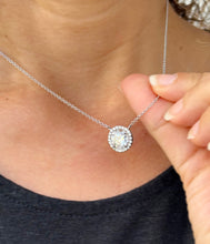 Load image into Gallery viewer, Round Cut Moissanite Solitaire Necklace And Chain Dainty Minimalist Halo Style 14k Solid White Gold Pendant Bridal Wedding Gift 3.25ctw
