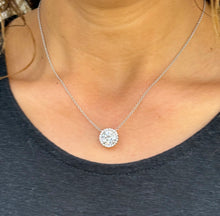 Load image into Gallery viewer, Round Cut Moissanite Solitaire Necklace And Chain Dainty Minimalist Halo Style 14k Solid White Gold Pendant Bridal Wedding Gift 3.25ctw
