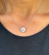 Load image into Gallery viewer, Round Cut Moissanite Solitaire Necklace And Chain Dainty Minimalist Halo Style 14k Solid White Gold Pendant Bridal Wedding Gift 3.25ctw
