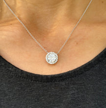 Load image into Gallery viewer, Round Cut Moissanite Solitaire Necklace And Chain Dainty Minimalist Halo Style 14k Solid White Gold Pendant Bridal Wedding Gift 3.25ctw

