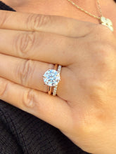 Load image into Gallery viewer, Solitaire Round Cut moissanite Engagement Ring And Band Wedding Ring 14K Solid Rose Gold Bridal Ring Minimalist Ring For Her 3.20ctw
