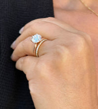 Load image into Gallery viewer, Solitaire Round Cut moissanite Engagement Ring And Band Wedding Ring 14K Solid Rose Gold Bridal Ring Minimalist Ring For Her 3.20ctw
