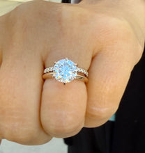 Load image into Gallery viewer, Solitaire Round Cut moissanite Engagement Ring And Band Wedding Ring 14K Solid Rose Gold Bridal Ring Minimalist Ring For Her 3.20ctw
