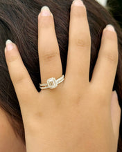 Load image into Gallery viewer, Emerald Cut And Round Cut Sides Moissanites Engagement Ring And Matching Band Set Halo Wedding Set 14K Solid Yellow Gold Bridal Set 2.00ctw
