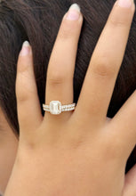 Load image into Gallery viewer, Emerald Cut And Round Cut Sides Moissanites Engagement Ring And Matching Band Set Halo Wedding Set 14K Solid Yellow Gold Bridal Set 2.00ctw
