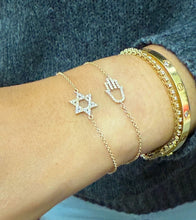 Load image into Gallery viewer, David Star CVD Diamond Bracelet 14k Solid Yellow Gold Hand Chain Delicate Diamond Star of David Bracelet Diamond Bracelet Minimalist 0.30ctw
