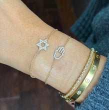 Load image into Gallery viewer, David Star CVD Diamond Bracelet 14k Solid Yellow Gold Hand Chain Delicate Diamond Star of David Bracelet Diamond Bracelet Minimalist 0.30ctw
