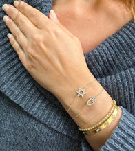 Load image into Gallery viewer, David Star CVD Diamond Bracelet 14k Solid Yellow Gold Hand Chain Delicate Diamond Star of David Bracelet Diamond Bracelet Minimalist 0.30ctw
