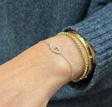 Load image into Gallery viewer, Hamsa CVD Diamond Bracelet 14k Solid Yellow Gold Hand Chain Delicate Diamond Hamsa Bracelet Diamond Bracelet Minimalist 0.20ctw
