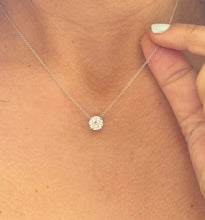 Load image into Gallery viewer, Round Cut Moissanite Solitaire Necklace And Chain Dainty Minimalist Prong Style 14k Solid White Gold Pendant Bridal Wedding Gift 1.50ct
