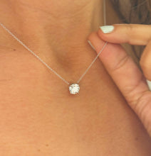 Load image into Gallery viewer, Round Cut Moissanite Solitaire Necklace And Chain Dainty Minimalist Prong Style 14k Solid White Gold Pendant Bridal Wedding Gift 1.50ct
