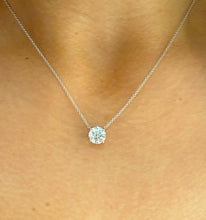 Load image into Gallery viewer, Round Cut Moissanite Solitaire Necklace And Chain Dainty Minimalist Prong Style 14k Solid White Gold Pendant Bridal Wedding Gift 1.50ct
