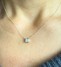 Load image into Gallery viewer, Asscher Cut Moissanite Bezel Set Solitaire Necklace And Chain In Dainty Minimalist 14k Solid Yellow Gold Pendant Bridal Wedding Gift 1.00ct
