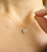 Load image into Gallery viewer, Asscher Cut Moissanite Bezel Set Solitaire Necklace And Chain In Dainty Minimalist 14k Solid Yellow Gold Pendant Bridal Wedding Gift 1.00ct
