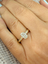 Load image into Gallery viewer, Oval Shape Simulated Diamonds Solitaire Engagement Ring Antiqye Deco Style Wedding Ring 1.00ctw Bridal Ring Set In 14K Solid Yellow Gold
