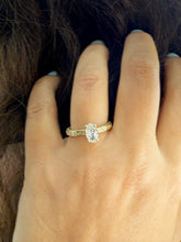 Load image into Gallery viewer, Oval Shape Simulated Diamonds Solitaire Engagement Ring Antiqye Deco Style Wedding Ring 1.00ctw Bridal Ring Set In 14K Solid Yellow Gold
