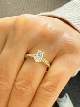 Load image into Gallery viewer, Oval Shape Simulated Diamonds Solitaire Engagement Ring Antiqye Deco Style Wedding Ring 1.00ctw Bridal Ring Set In 14K Solid Yellow Gold
