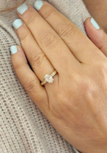 Load image into Gallery viewer, Oval Shape Simulated Diamonds Solitaire Engagement Ring Antiqye Deco Style Wedding Ring 1.00ctw Bridal Ring Set In 14K Solid Yellow Gold
