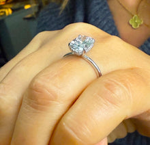 Load image into Gallery viewer, Oval Shape Simulated Diamonds And Round Cut Sides Engagement Ring Wedding Ring Inner Halo 3.15ctw Bridal Ring Set In 14K Solid White Gold
