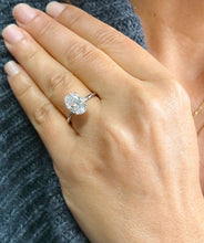 Load image into Gallery viewer, Oval Shape Simulated Diamonds And Round Cut Sides Engagement Ring Wedding Ring Inner Halo 3.15ctw Bridal Ring Set In 14K Solid White Gold
